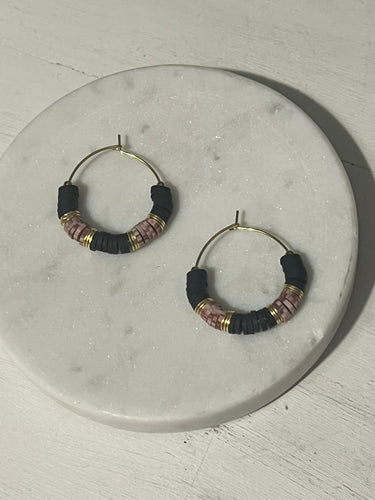 Black Speckle Mini Hoop Earrings