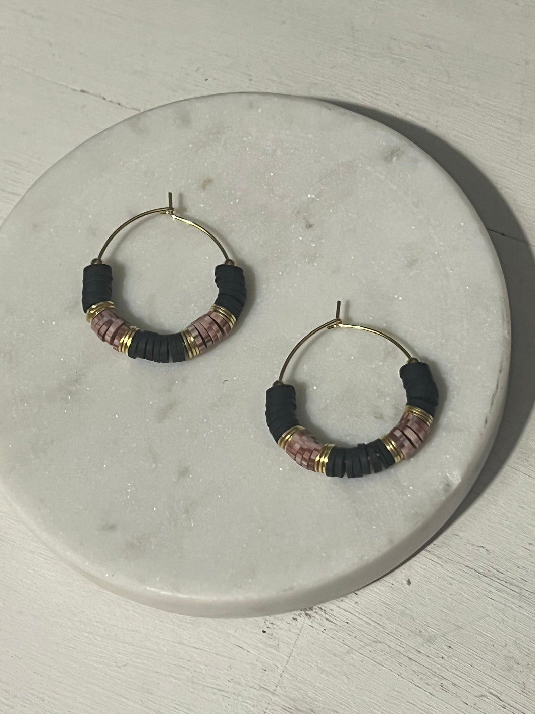 Black Speckle Mini Hoop Earrings