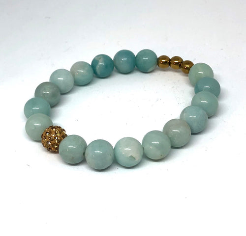 Amazonite and Gold Pave Bracelet