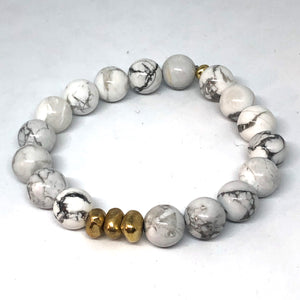 Howlite and Gold Accent Layering Bracelet