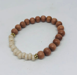 8mm Ivory Java Glass and Rosewood Diffuser Bracelet