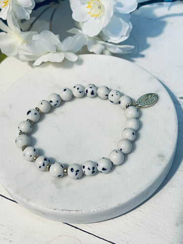 Dalmatian Jade Stacking Bracelet