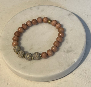 8mm Leopard Print and Rosewood Diffuser Bracelet