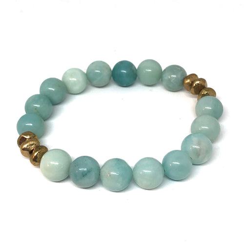 Amazonite and Gold Accent Layering Bracelet