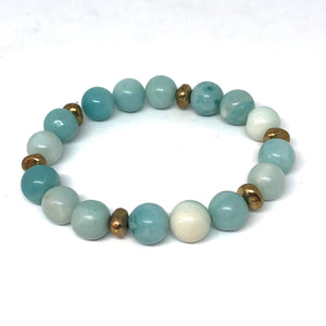 Amazonite and Gold Accent Layering Bracelet