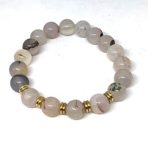 Natural Agate and Gold Accent Layering Bracelet