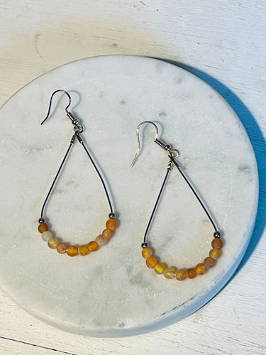 Matte Orange Agate Teardrop Earrings