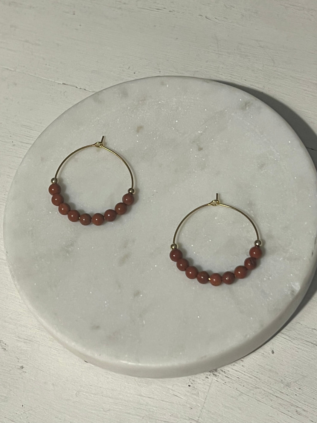 Red Jasper Mini Hoop Earrings