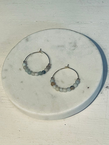 Natural Agate Mini Hoop Earrings