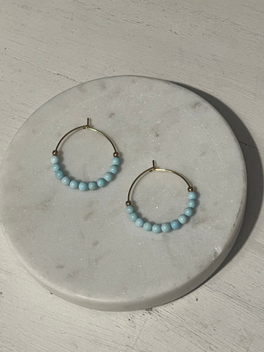 Pale Blue Turquoise Mini Hoop Earrings