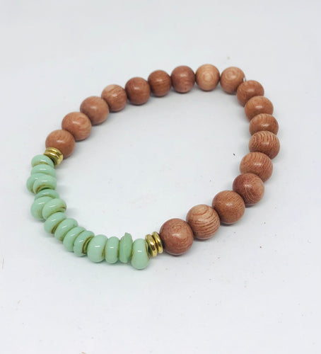 8mm Mint Java Glass and Rosewood Diffuser Bracelet