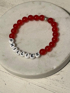 Limited Edition Phillies Red Jade Stacking Bracelet