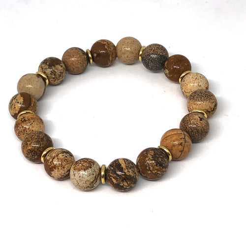 Picture Jasper and Gold Accent Layering Bracelet