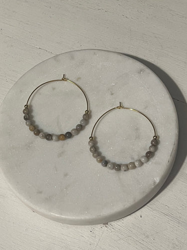 Silver Leaf Jasper Hoop Earrings