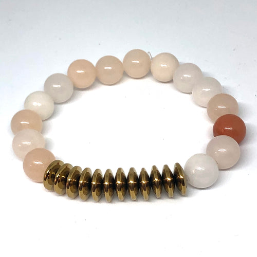 Pink Aventurine and Gold Hematite Free Spirit Layering Bracelet