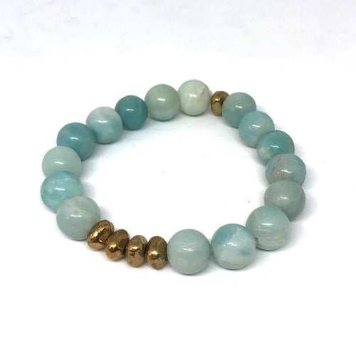 Amazonite and Gold Accent Layering Bracelet