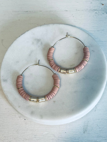 Adobe Luxe Heishi Hoop Earrings