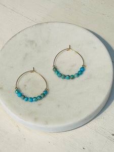 Aqua Blue Jasper Mini Hoop Earrings
