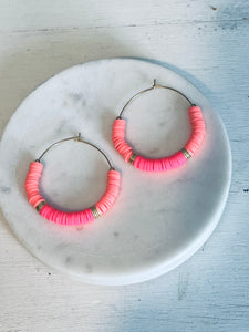 Flamingo Heishi Hoop Earrings – inspiration*beads