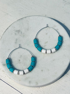Turquoise Clay Polymer Hoop Earrings
