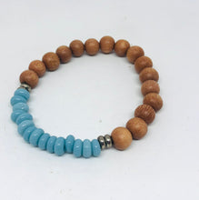 8mm Blue Java Glass and Rosewood Diffuser Bracelet