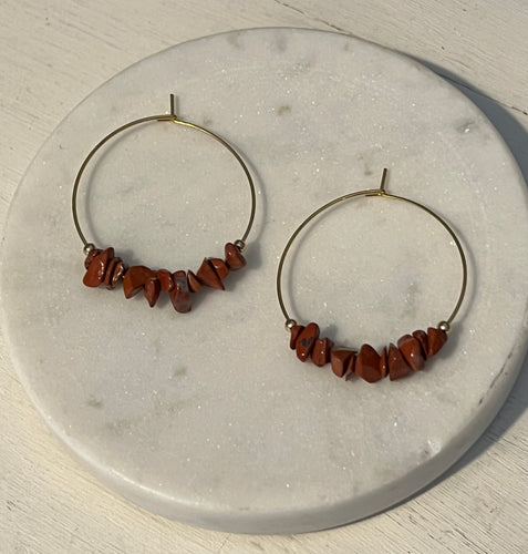 Red Jasper Hoop Earrings