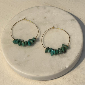 Natural Turquoise Hoop Earrings