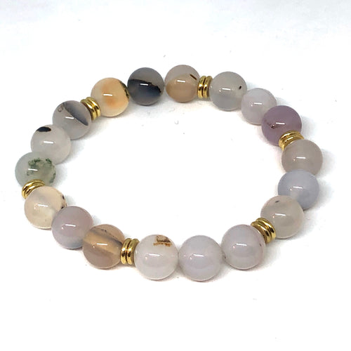Natural Agate and Gold Accent Layering Bracelet