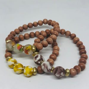 Recycled Glass and Rosewood Diffuser Bracelet