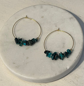 Deep Turquoise Hoop Earrings